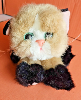 Tyco Kitty Kätzchen. Vintage Stofftier/ Plüschtier. 1992. Purring Black & Tan
