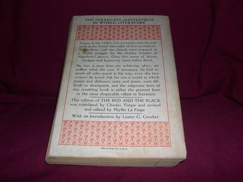 The Red and the Black:Stendhal-1966 Ed Classic Novel/Literature Vintage WSP Pb - Imagen 2 de 4