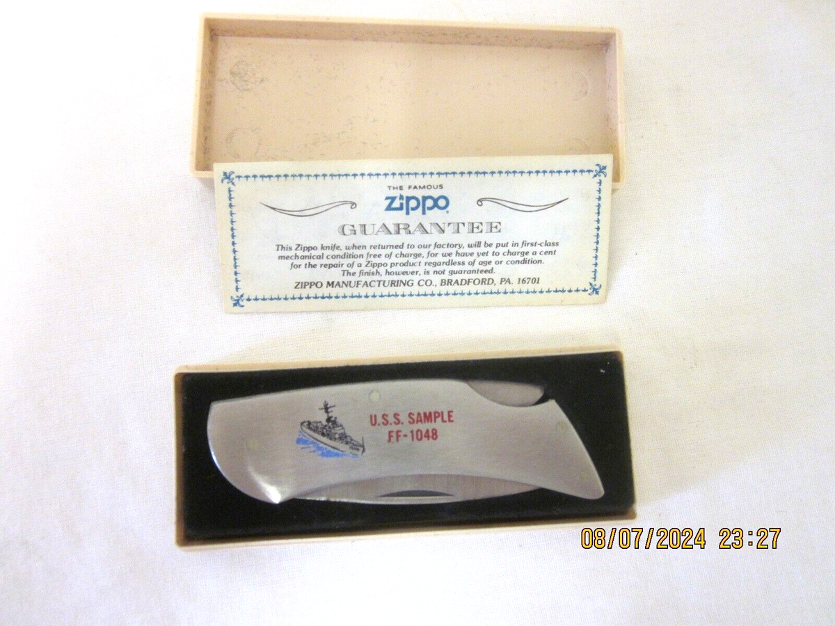 貴重　zippo 小型フォールディングナイフ　USA製　中古品 VINTAGE ZIPPO FOLDING KNIFE USS SAMPLE NAVY SHIP | eBay