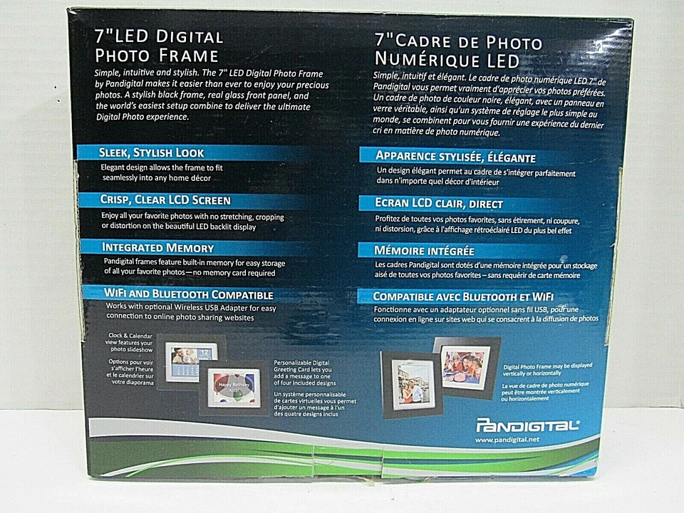 PANDIGITAL 7 INCH LED DIGITAL PHOTO FRAME PAN7000DW WITH MUSIC&VIDEO NO REMOTE - Image 2 of 3