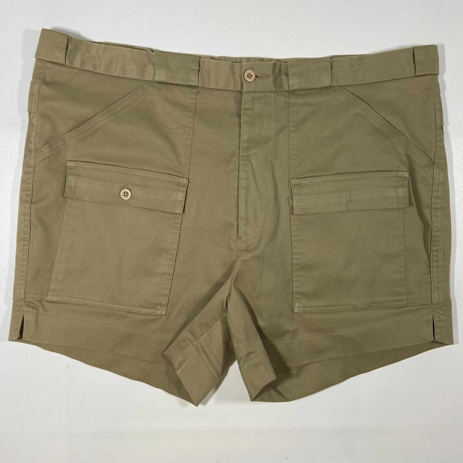 Jonathan Quale Shorts Mens Size 42 Tall Brown Cargo Pockets Made in Hong Kong