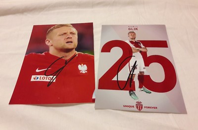 2x Signierte Fotos Kamil Glik Polen AS Monaco  NEU WM 2018