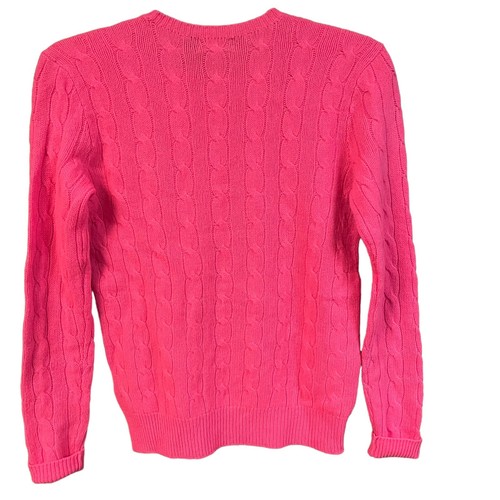 Vintage Polo Ralph Lauren Coral Orange Cable Knit Wool Cashmere Sweater Womens S - Picture 2 of 5