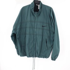Vintage Nike windbreaker Mens Large Jacket swoosh Logo dark green Nylon vented