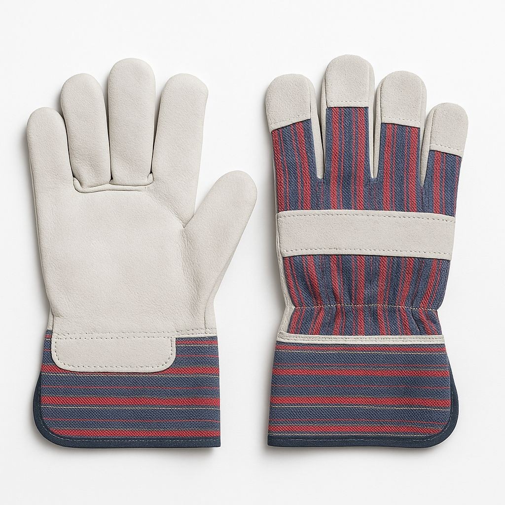 Pairs of  Leather Working  Gloves Safety Cowhide Palm Welding Cuff Large Durable