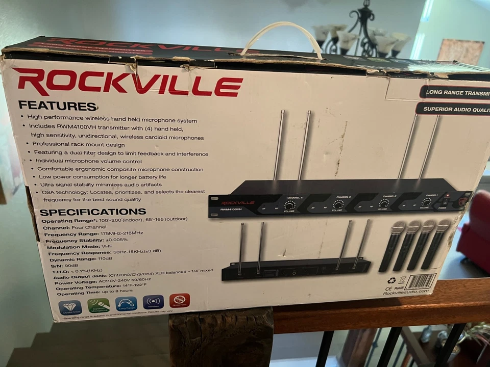 Rockville RWM4100VH VHF Wireless Quad Handheld Microphone System -PRISTINE COND! - Image 3 of 4