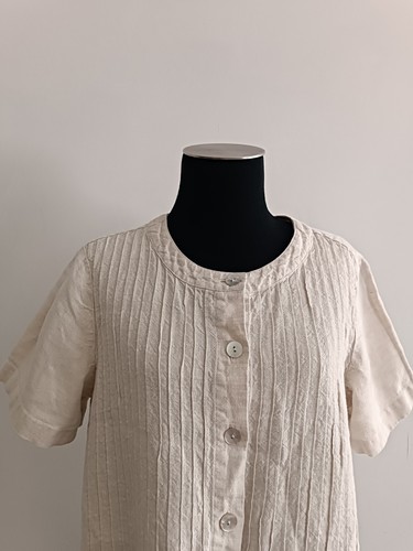 Orvis Rustic Linen Short Sleeve Top Blouse Size S with Mother of Pearl Buttons - Picture 4 of 11