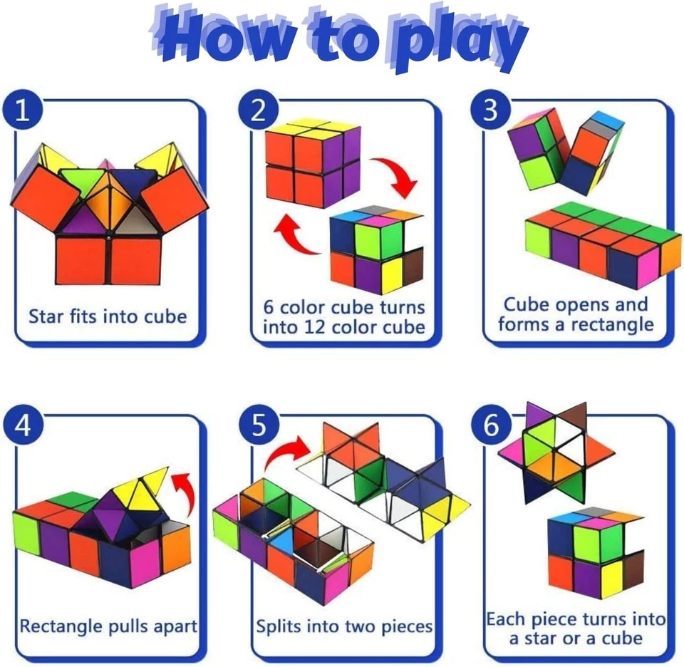 Star Cube Magic Set, 2 in 1 Cubo dell'Infinito Colorato, Ansia da Stress...  - Immagine 4 di 4