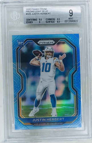 2020 Panini Prizm Justin Herbert RC Light Blue Prizm #325 Chargers BGS 9