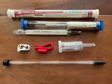 Triple Scale Hydrometers Lot of 2 + Floating Thermometer + Misc Equip Brewing