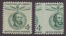 US 1117 normal & misperfed stps mnh 4 cts Lajos Kossuth Governor of Hungary EFO