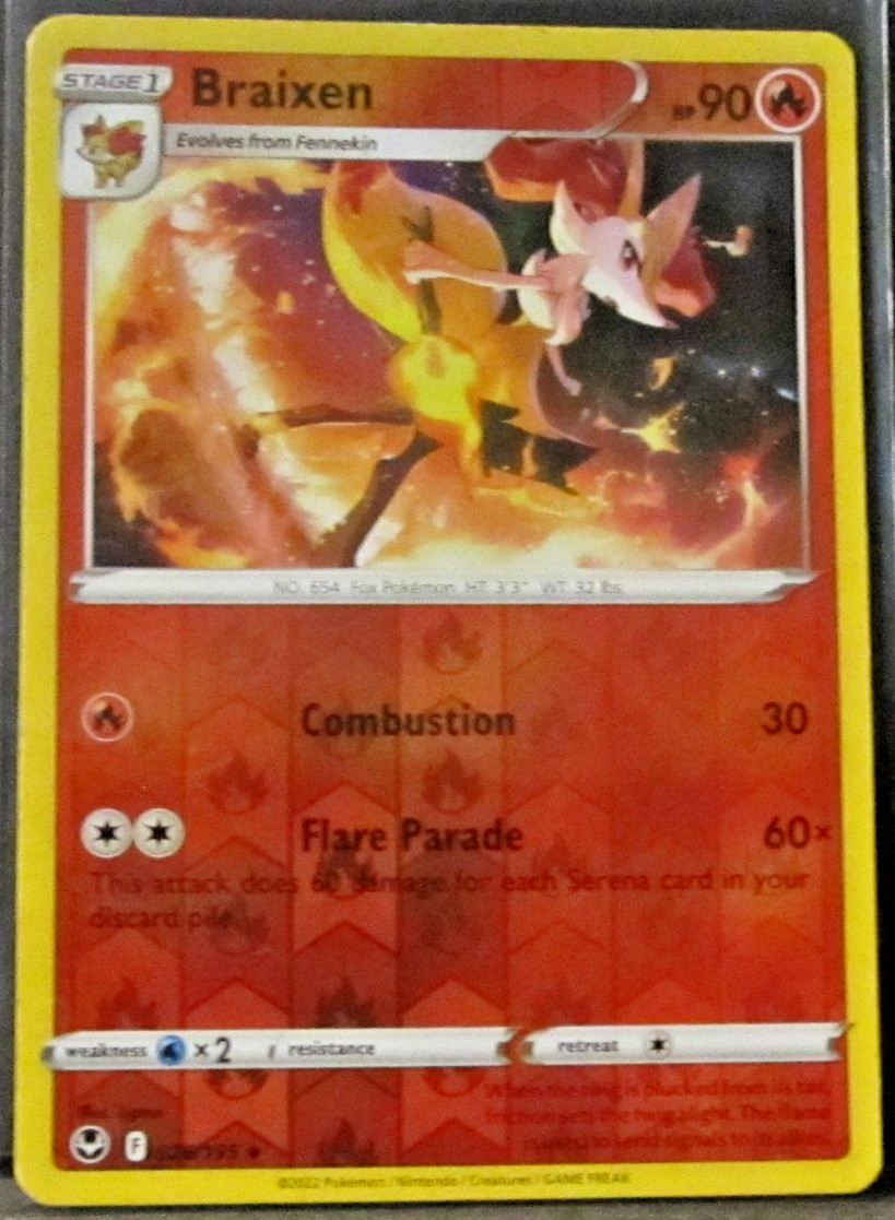 1 POKEMON CARD TCG/BRAIXEN/026/195/REVERSE HOLO/UNCOMMON/2022** COLLECTIBLE **