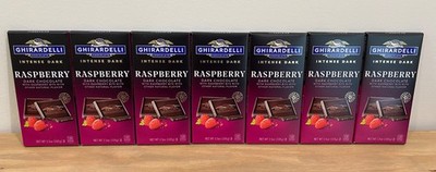 Ghiradelli Intense Dark Raspberry Chocolate Bars Squares 3.5 oz LOT of 7 Bars