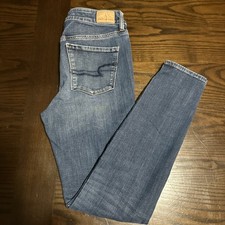 American Eagle Outfitters Jegging Jean Womens 10 Blue Denim Distressed High Rise