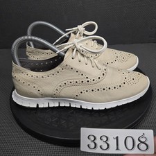 Cole Haan Zerogrand Wingtip Oxford Shoes Womens Size 7.5 Beige Leather Casual