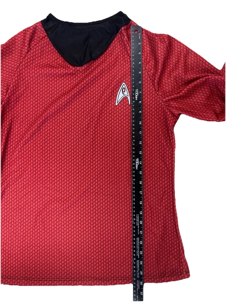 "Disfraz de camisa roja Star Trek manga larga para hombre pecho 40"" 26"" largo" Foto 3 de 4