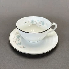 Franciscan Valencia Footed Cup and Saucer Replacements Cosmopolitan China Aqua