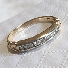 14k yellow and white gold diamond ring, size ...