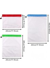 12 Pcs Reusable Produce mesh bags, 3 Sizes
