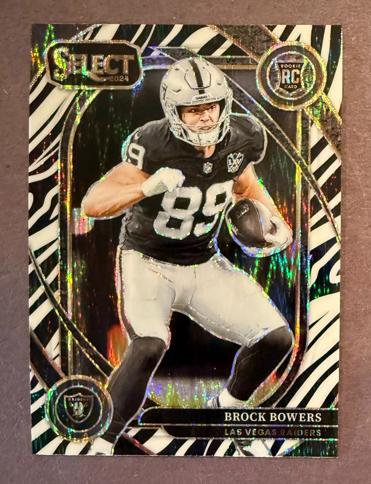 2024 Brock Bowers - Panini Select Club Level Zebra Shock Prizm SSP #222 RC