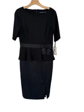 Ivanka Trump Black Peplum Dress Bow Size 8 evening formal New $145