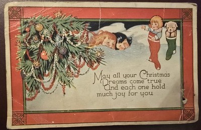 c1910 - May All your Christmas Dreams Come True, Children/Toys Stocking Postcard