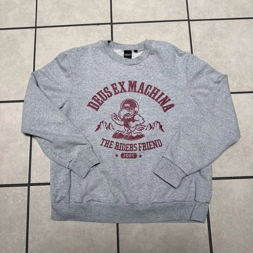 Deus Ex Machina Crewneck Sweatshirt M Gray The Riders Friend Eagle Helmet - product listing photo