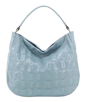 abro Leather Maxi Cocco Hobo Bag Mia Schultertasche Tasche Sapphire hellblau Neu