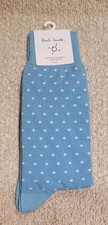 Paul Smith Men's JEREMY Polka Cotton-Blend Light Blue Crew Socks Os