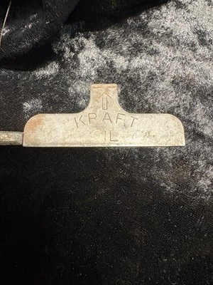 Vintage Kraft Oil Advertising Vapor Vacuum Jar Cap Opener Metal Kitchen Tool