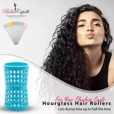 Hourglass Natural Hair Rollers- Blue 37mm/1.46in – Pack of 12 With 25 pack
