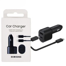 Genuine Samsung 45W 15W Dual Car Charger Super Fast Charging 2.0 USB C A w/Cable