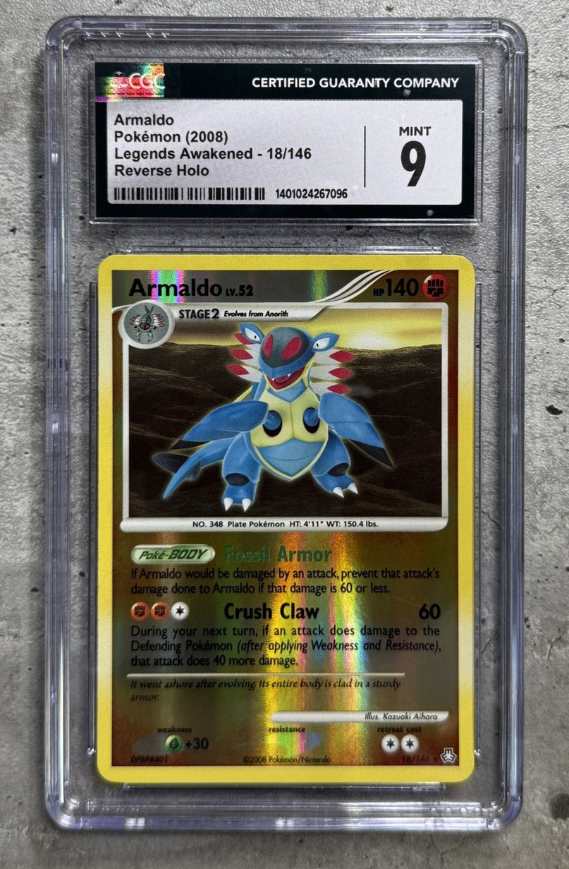 Pokemon Card Armaldo Reverse Holo CGC 9 Mint, Legends Awakened 18/146, 2008 (1)