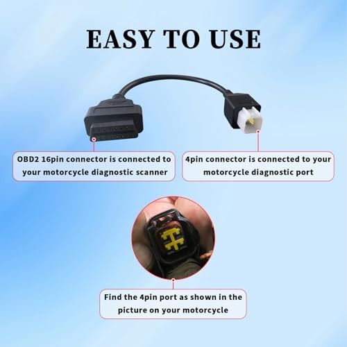 OBD2 Cable Adapter for Kawasaki 4 Pin to 16 Pin OBD for Kawasaki