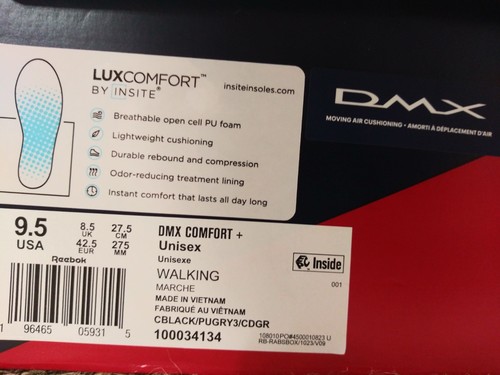 Scarpe da passeggio unisex Reebok DMX Comfort+, nere taglia uomo 9,5, donna 11 - Foto 12 di 14