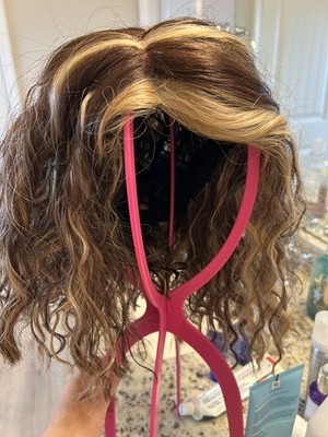 Wavy Wig Dark Brown Blond Highlighted Natural Style for Women Adult Wavy Texture