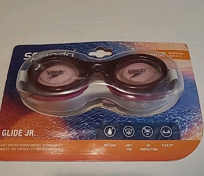 Speedo Jr Glide Print Recreation Goggles (Ages6-14) Sangria/Vermilion No Leak