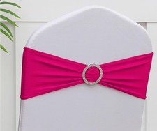 50 Pack Hot Pink Chair Sashes, Spandex Chairs Bows Sashes for Wedding Party D...
