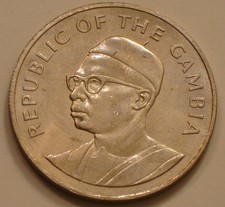 1975 10 Dalasis SILBER von Gambia Stempelglanz