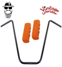 Original Lowrider 24" 22.2 D Handlebar Black Custom 120mm Grips Solid/Orange