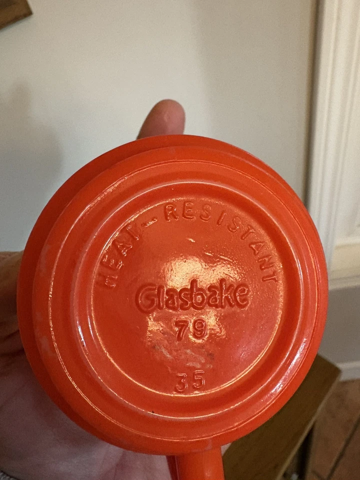 Pair Of Vintage Milkglass Mugs Orange (Glassbake) & Yellow Textured (unmarked) - Image 3 of 4