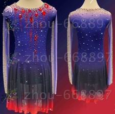 New Ice Figure Skating Dress Figure Skating Dress For Competition blue dyeing