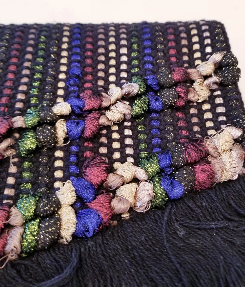 STELLA & DOT Cartera Boho Bolso sin asas Multicolor Metálico Tejido Flecos Borde Sobre Foto 3 de 4