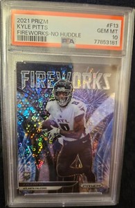 2021 PANINI PRIZM FIREWORKS NO HUDDLE DISCO PRIZM KYLE PITTS #F-13 RC PSA 10