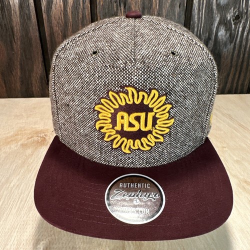 Zephyr NCAA Arizona State Sun Devils Snapback Hat Cap NWT ASU Tweed Flat Bill - Picture 2 of 12