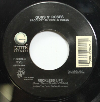 Rock 45 Guns N' Roses - Reckless Life / Nightrain On Geffen 