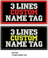 3-LINES CUSTOM EMBROIDERED NAME TAG, FAST SHIPPING, USA SELLER