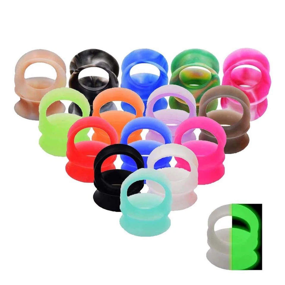 Pair Thin Silicone Ear Skin Ear Tunnels Plugs Gauges Earskin Earlets Flesh Gauge - Image 3 of 4