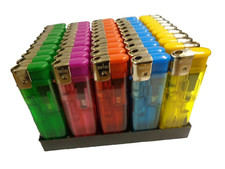 50 x Electronic Adjustable Flame Refillable Lighter Five Colours Gas Lighters