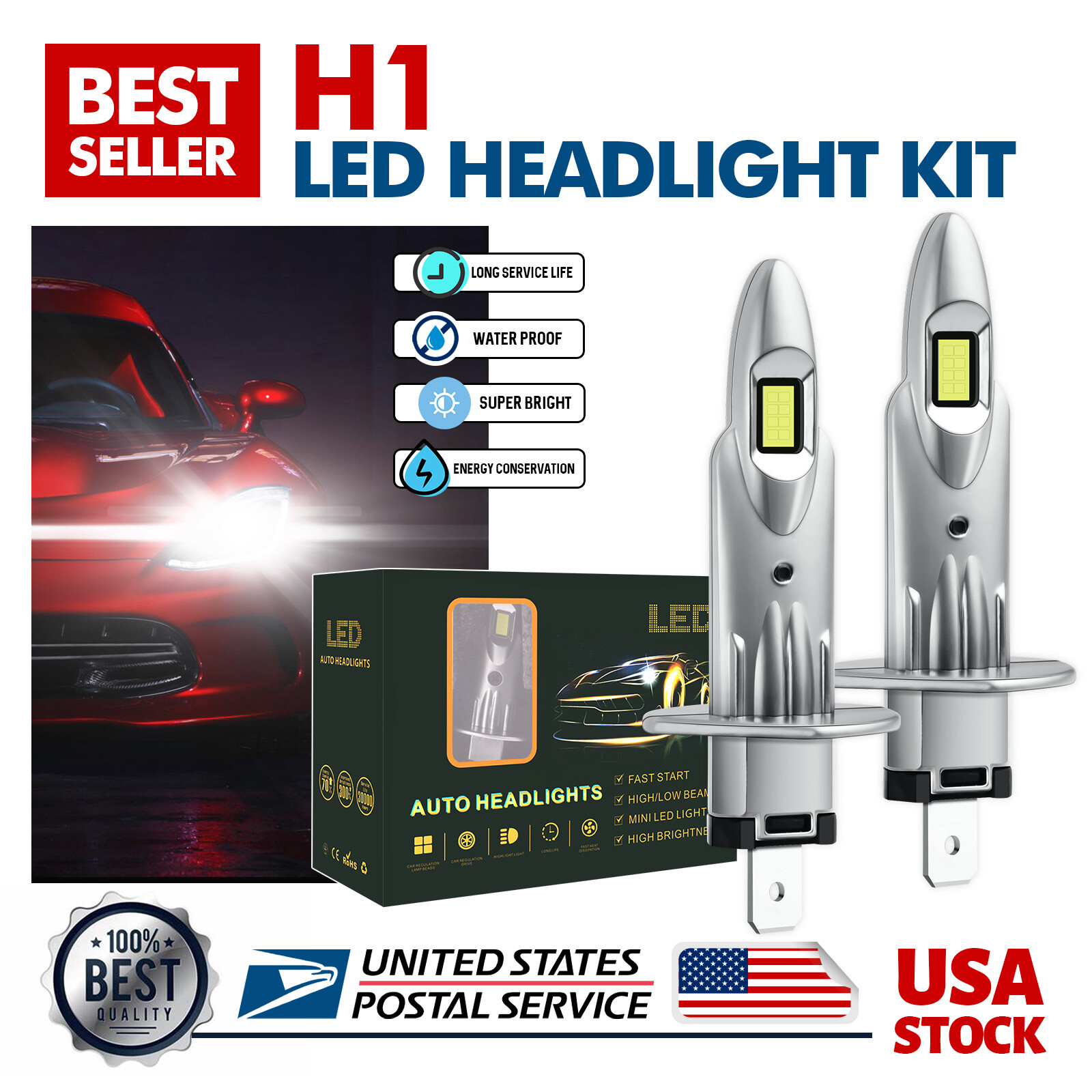 H1 LED Headlight Kit Bulbs High/Low Beam 6000K For Mercedes-Benz ML320 1998-2001